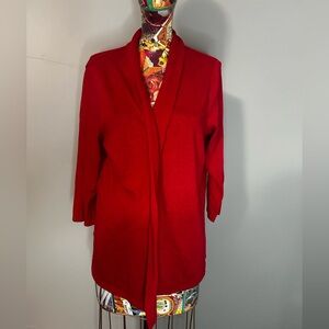 Talbots Vibrant Red Open Front Cardigan